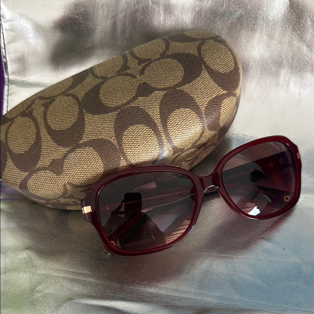 Coach Red Oversized Sunglasses with Dark Tinted Lenses